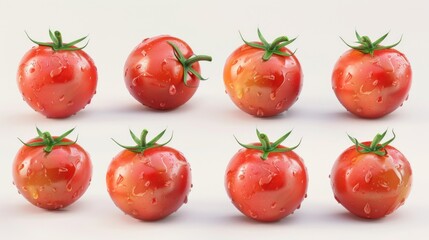 Canvas Print - Fresh tomatoes with water droplets glistening on their surface