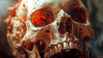 Poster - Human Skull Close Up: A Detailed Look at the Anatomy of Death