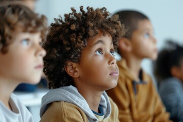 Sticker - Group of kids seated side by side, illustration of friendship and bonding