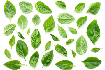 Sticker - A collection of green leaves arranged on a white surface