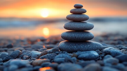 Canvas Print - Balanced Stones at Sunset