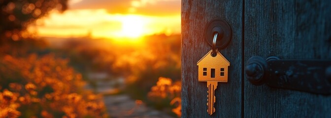 Poster - Golden Key to Home at Sunset