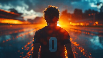 Poster - Man with Back to Camera at Sunset