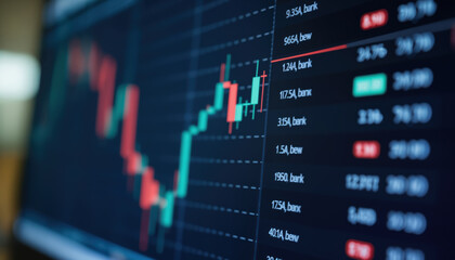 Canvas Print - close-up of stock market data on digital display: a close-up of stock market data displayed on a dig