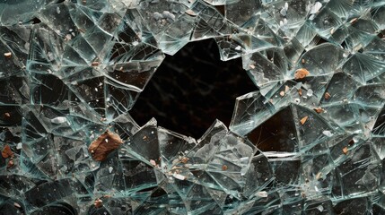 Sticker - A broken glass window with a hole in it