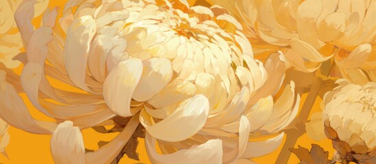 Wall Mural - Abstract close up of a chrysanthemum painting