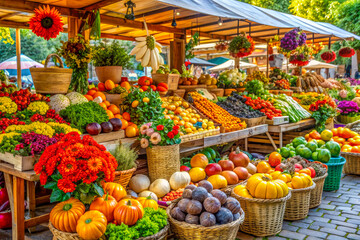 Wall Mural - fruits and vegetables at market