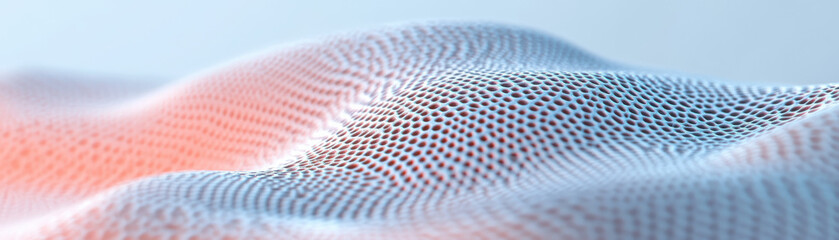 Wall Mural - abstract close-up of a flowing, wavy surface with a grid-like texture, blending warm and cool tones 