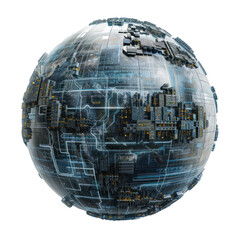 Wall Mural - planet earth is transforming into a global network with data connections and computer processors cov