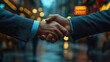 © Ummeya - Business Executives Shaking Hands with Profit Charts Illustrating Success in Team Collaboration