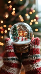 Poster - Snow globe in wintery hands