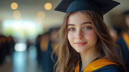 Sticker - Graduate woman smiling in cap and gown