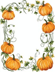 Poster - Pumpkin frame with vines