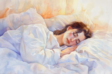 Poster - A person resting in a bedroom setting