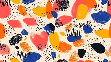 Poster - Seamless abstract pattern background featuring a fabric design print digital illustration and vibrant colors