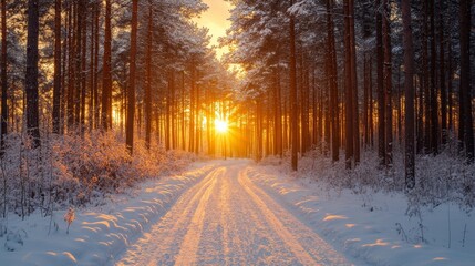 Wall Mural - winter landscape mountains snow forest