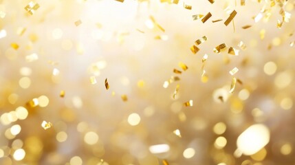 Wall Mural - falling glitter gold confetti light background