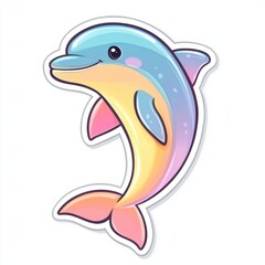 Poster - Cute Rainbow Dolphin Sticker.