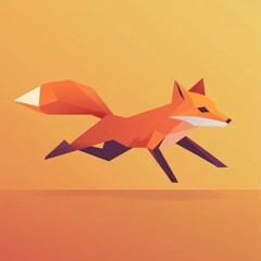 Wall Mural - Fox Running Low Poly.