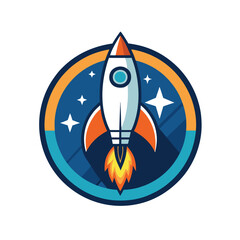 Wall Mural - Trendy Mascot of Rocket Vector Logo Icon Design