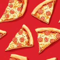 Canvas Print - Pepperoni Pizza Pattern.