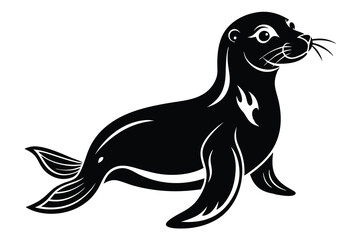 Poster - Seal black and white silhouette B.eps