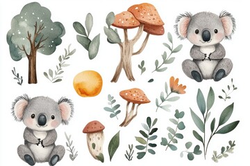 Sticker - Koala Clipart Set.