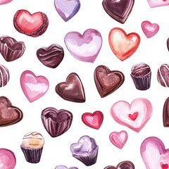 Canvas Print - Chocolate Heart Pattern.