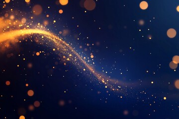 abstract background, gold sparkle are moving , dark blue, purple, orange tone.