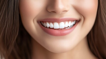 Canvas Print - A close-up of a smiling person showcasing bright, white teeth and healthy gums.