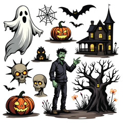 Halloween Vectors and Icons set Illustration