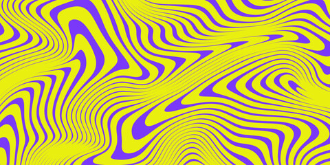 Canvas Print - Cool Y2k Wavy Vector Pattern. Trendy Groovy Abstract Curvy Striped Background. Geometric Linear Optical Illusion Art. Psychedelic Illustration.