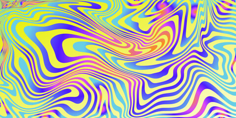 Poster - Abstract Y2k Cool Gradient Geometric Pattern. Trendy Colorful Geometric Vivid Optical Illusion Backdrop. Psychedelic Art.