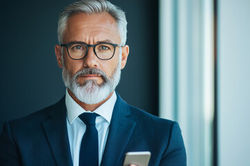 Canvas Print - A serious-looking man in a suit and glasses.