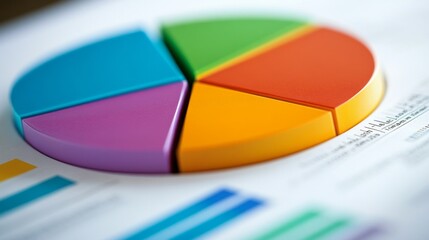 Aufkleber - A close-up of a pie chart in a financial report, with distinct color-coded segments illustrating budget distribution and financial data