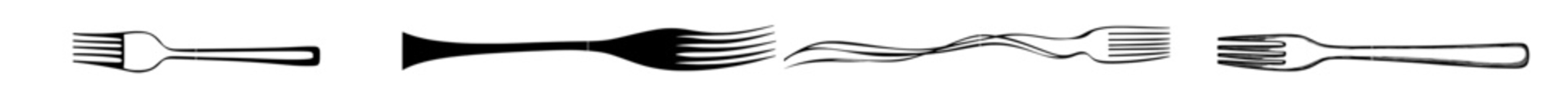 Line art of fork silhouette with continuous line drawing style. Modern illustration. Abstract background.