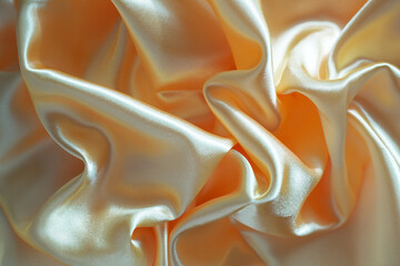 Wall Mural - Yellow silk satin. Draped fabric. golden color. Luxury background