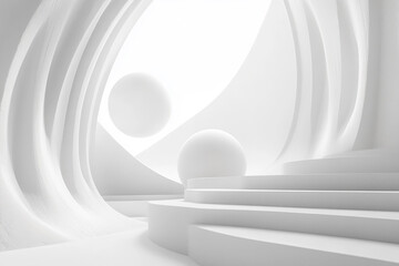 3D rendering white space architecture minimalist background