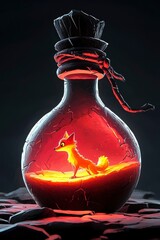 Sticker - Fox trapped in a glowing bottle