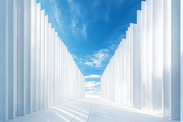 3D rendering white space architecture minimalist background