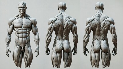 Detailed Anatomical Sculpture of a Male Figure