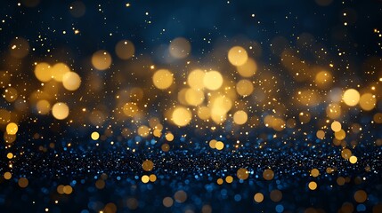 Wall Mural - A shimmering background of golden and blue bokeh lights, ideal for festive or celebratory themes.