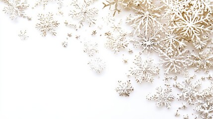 Poster - White snowflakes on white background