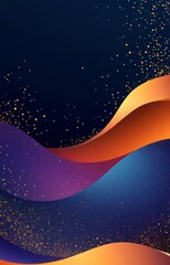 Wall Mural - abstract background, gold sparkle are moving , dark blue, purple, orange tone., paper cut style.