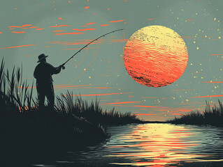 Angler vintage illustration