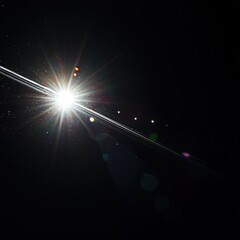 Wall Mural - bright light flares in dark space