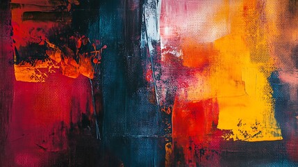 Poster - A vibrant abstract painting featuring bold colors and dynamic textures.