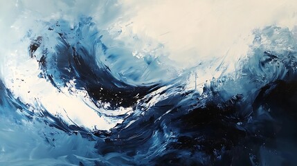 Wall Mural - Abstract ocean waves in shades of blue and white, conveying movement and energy.