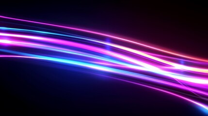 Wall Mural - A vibrant abstract design featuring flowing lines of pink, blue, and purple light against a dark background.