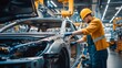 © Adi - Engineer worker in automotive factory car manufacturing process, assembly line production